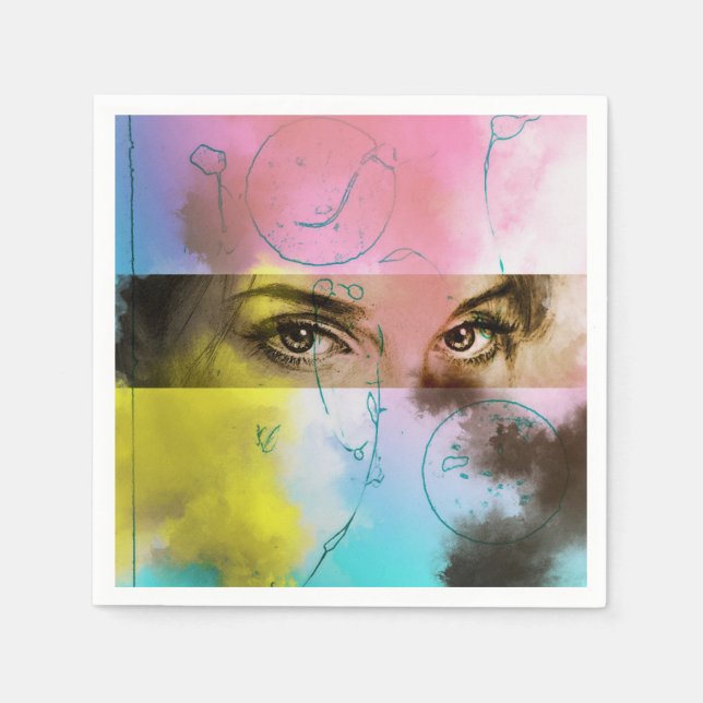 Conjunto ilustrado de guardanapos - Olhar (Frente)