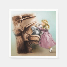 Conjunto ilustrado de guardanapos - Piano Girl
