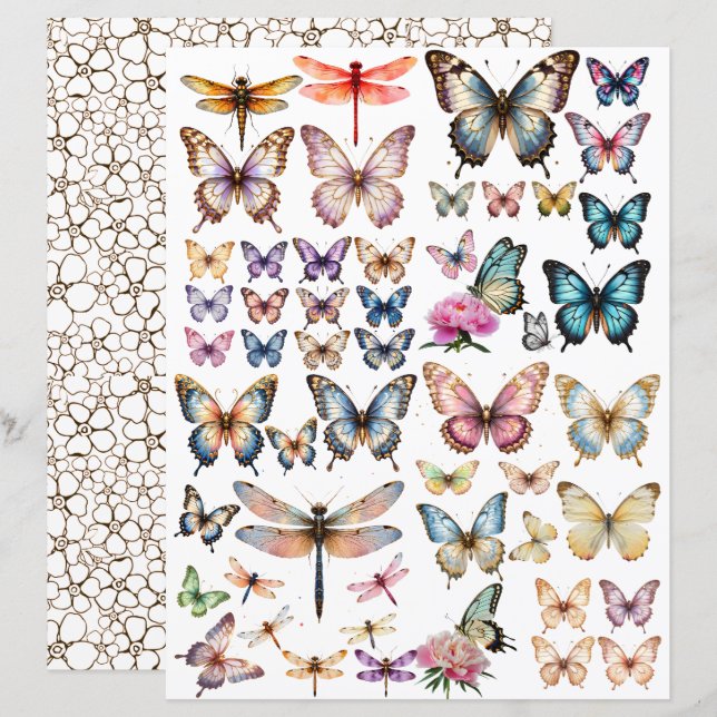 Conjunto WatercolorButterfly para corte exigente (Frente/Verso)