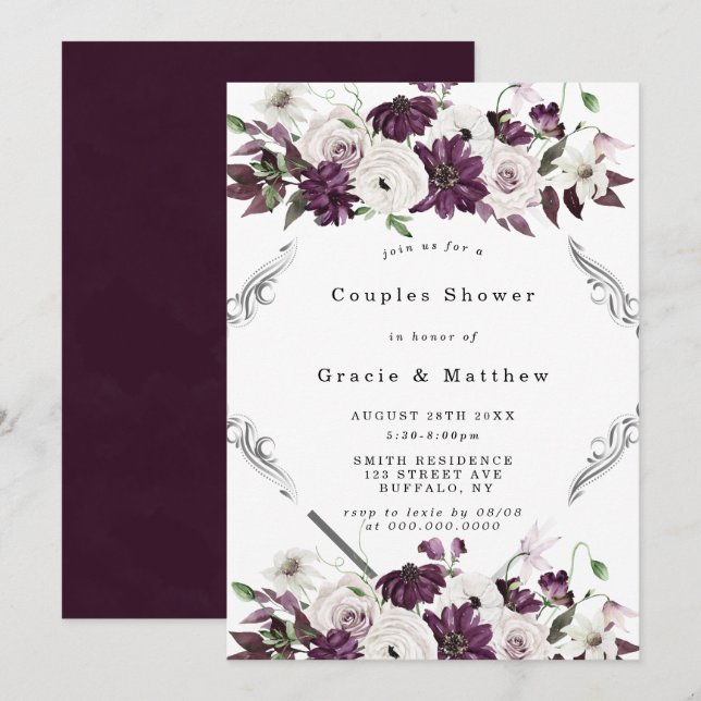 Conjuntos de Chás Geométricos de Ameixa e Casais d (Frente/Verso)