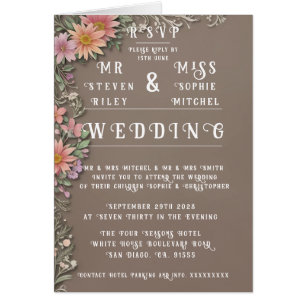 Conjuntos de Convites de Casamento Florais Elegant