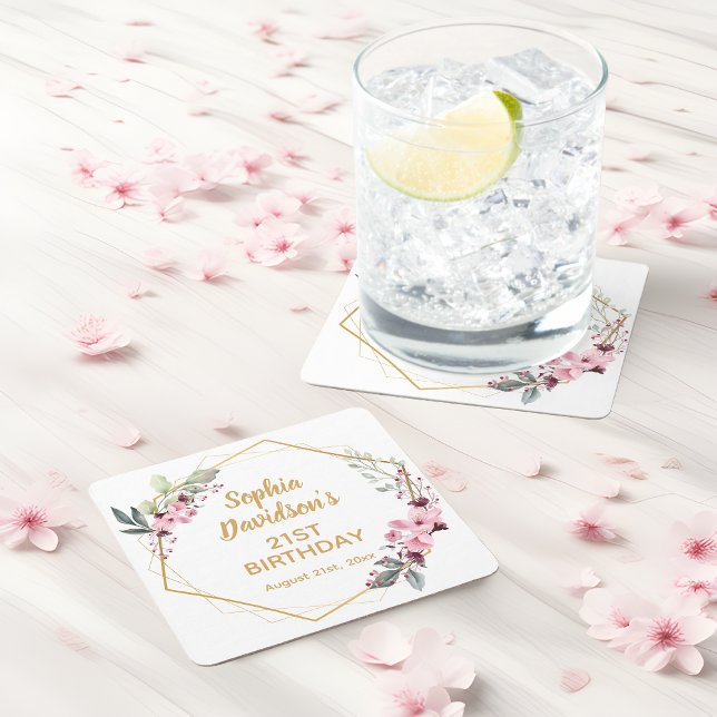 Conjuntos de Porta-Copos para Aniversário de 21 An (Floral Elegance for a Blooming Birthday! 🌸🎉)