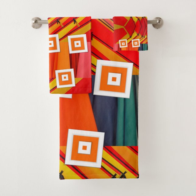 Conjuntos de toalhas de Abstrato vermelho amarelo  (Insitu)