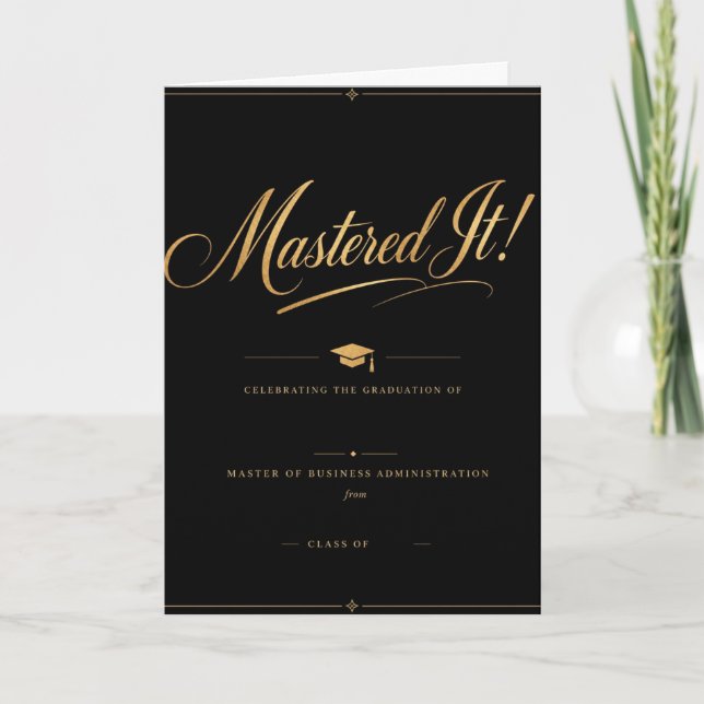 Conquistou! Cartão de Graduação MBA | Elegância Pr (Frente)