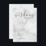 Conselho Aconselhamento e Cartão de Desejo Clássico Marble<br><div class="desc">Adicione um toque pessoal ao seu casamento com um moderno guião de casamento e um cartão de desejos. Este cartão de conselho apresenta o título 'palavras de sabedoria' com detalhes no script de cinza e no estilo de fonte sans serif em fundo de mármore branco. Perfeito para casamento, chá de...</div>