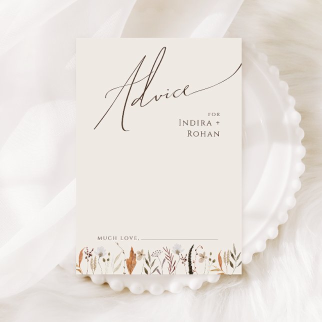 Conselho Boho Autumn Wildflower | Cartão de conselheiro par (Criador carregado)