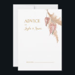 Conselho Boho Botânico | Cartão de conselheiro para casamen<br><div class="desc">Este boho botânico | cartão de conselho de casamento de rosa empoeirado é perfeito para o seu elegante casamento floral, verde, pêssego, rosa de ouro. Design apresenta um quadro de ouro ou buquê com a relva pampas rosa-pincel moderna, simples sábio, marfim, folha de palma de champanhe e verde clássico de...</div>