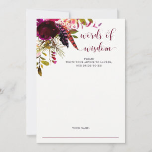 Conselho Boho Floral   Cartão de Chá de panela