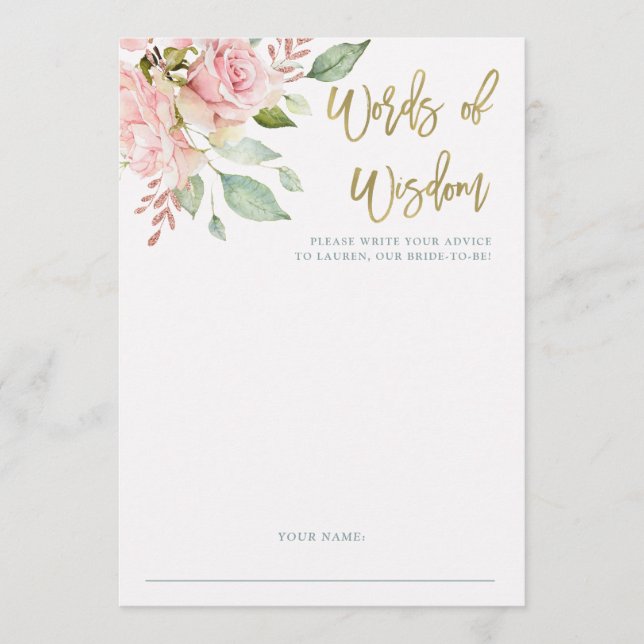 Conselho Bonito Rosas Rosa | Cartão de Chá de panela (Frente)