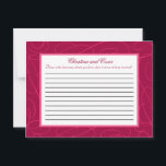Conselho Cartão de Aconselhamento Escrito Framboesa Rosa Lo<br><div class="desc">Estas adoráveis Cartas de Aconselhamento Escrito são a adição perfeita a qualquer casamento. Basta entregar estas cartas aos seus convidados, juntamente com canetas Sharpie de ponta fina. Seus hóspedes podem anotar qualquer conselho que tenham para a nova noiva e noiva. Estas são impressas com tamanho de 4, 25" x 5,...</div>