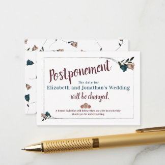 Conselho Cartão de Adiamento de Casamento de Rosa Beige Tea