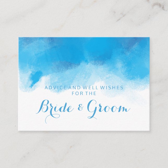 Conselho Cartão de Aviso de Casamento Blue Watercolor (Frente)
