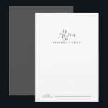 Conselho Cartão de Aviso de Casamento com Script de Rico de<br><div class="desc">Este cartão de conselho de casamento de rico de caligrafia é perfeito para um casamento moderno. O design simples e elegante apresenta a tipografia de scripts clássicos e ricos em preto e branco. Estas cartas são perfeitas para um casamento, chá de panela, chá de fraldas, festa de formatura e muito...</div>