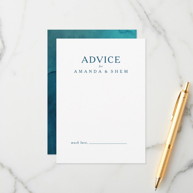 Conselho Cartão de Aviso de Casamento de Cores d'Água do Oc (Frente/Verso In Situ)