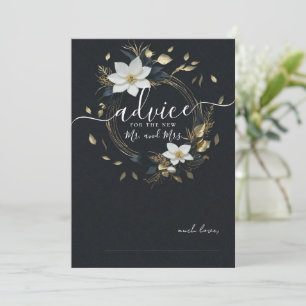Conselho Cartão de Aviso de Casamento Dourado Floral Branco