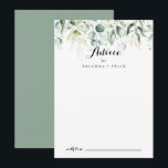Conselho Cartão de Aviso de Casamento Eucalyptus Greenery<br><div class="desc">Este cartão de conselho de casamento de eucalipto-água verde é perfeito para um casamento rústico. Este design artístico apresenta uma cor aquosa, desenhada à mão, uma folhagem verde de eucalipto, inspiradora beleza natural. Estas cartas são perfeitas para um casamento, chá de panela, chá de fraldas, festa de formatura e muito...</div>