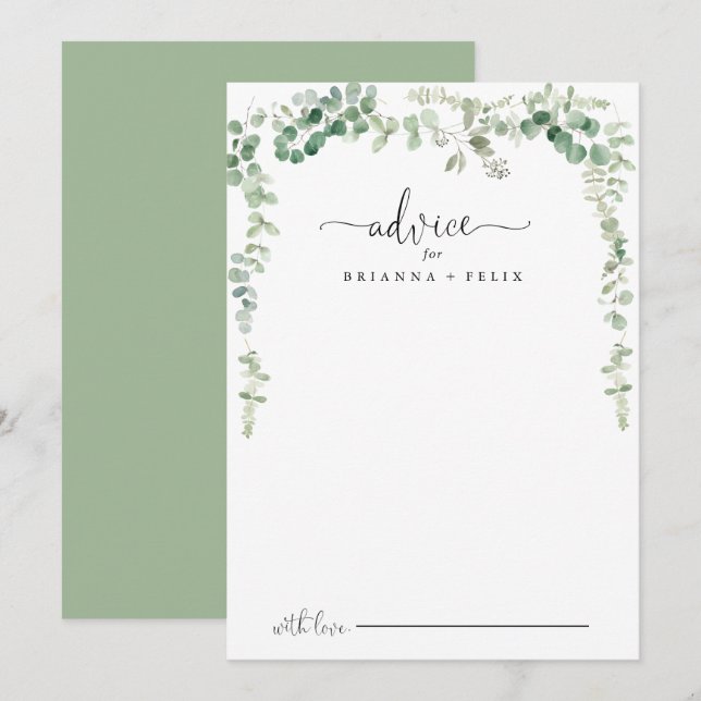 Conselho Cartão de Aviso de Casamento Eucalyptus Verde Mini (Frente/Verso)
