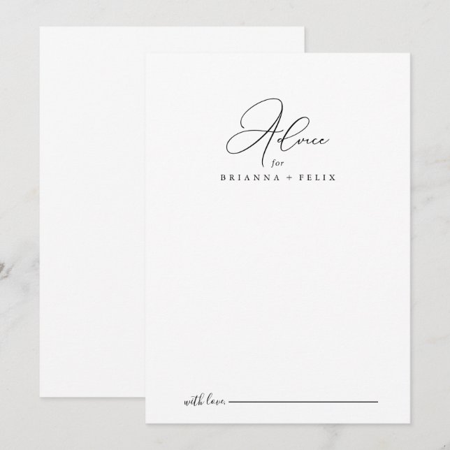 Conselho Cartão de Aviso de Casamento Minimalista Clássico (Frente/Verso)