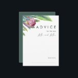 Conselho Cartão de Aviso de Casamento Verde Tropical Floral<br><div class="desc">Este cartão de conselho floral verde e floral tropical é perfeito para o seu casamento verde, roxo e pêssego. Design apresenta um buquê elegante de verde-aquarela de praia clássico e flores, incluindo eucalipto verde-sábio, mauve e proteína vermelha, hibisco rosa-pincel, pássaro-laranja e azul do paraíso e folha de palma verde-escura. O...</div>