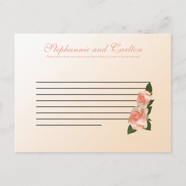 Conselho Cartão de Aviso Escritível de Casamento de Rosa Bl (Frente)