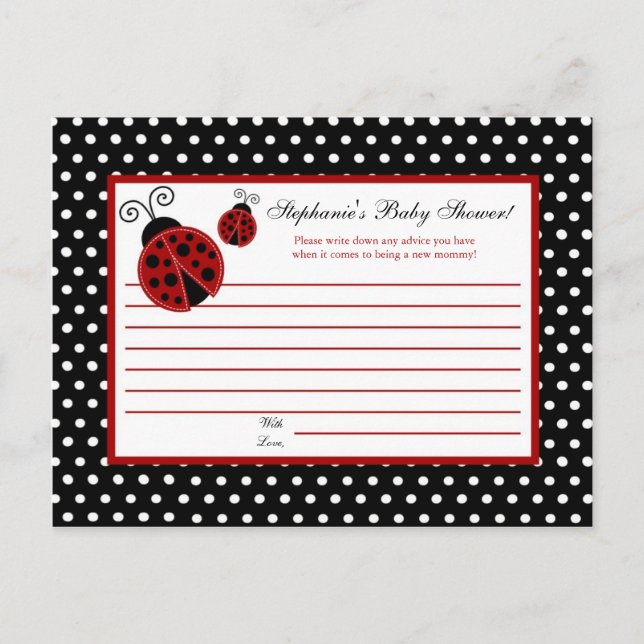 Conselho Cartão de Aviso Escritível Red Ladybug (Frente)