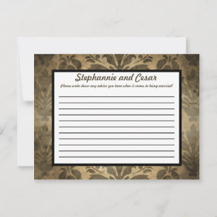 Conselho Cartão de Aviso Escritível Vintage Brown Damask