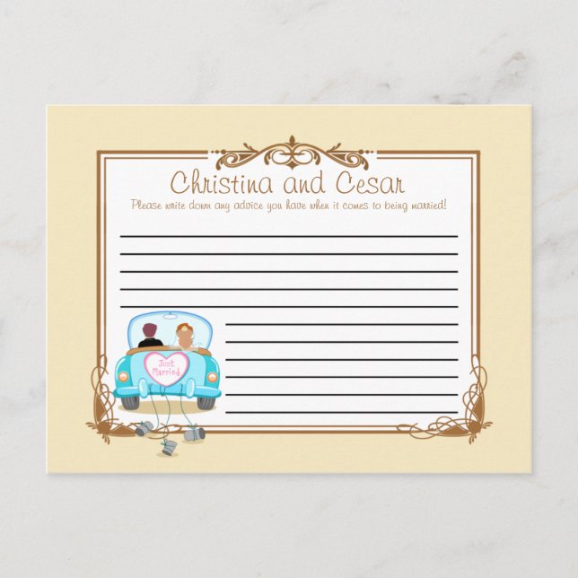 Conselho Cartão de Aviso Escrito Acabou de se casar com o C (Frente)