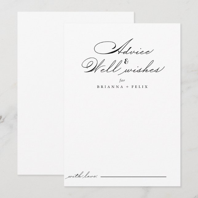 Conselho Cartão de Aviso para Casamento Elegante (Frente/Verso)