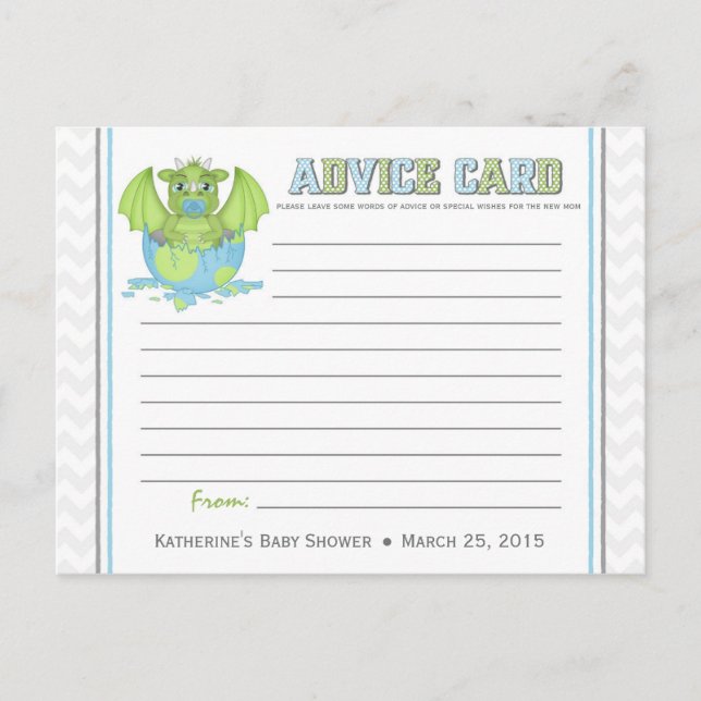 Conselho Cartão de Aviso para o Chá de fraldas do Dragão Be (Frente)