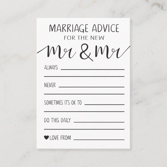 Conselho Cartão De casamento Para O Novo Sr. E Sr. (Frente)