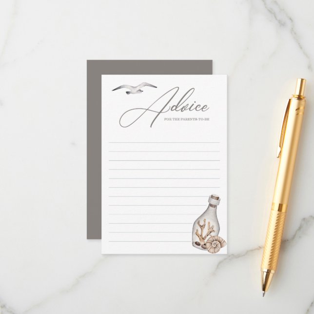 Conselho Cartão de Chá de fraldas Costeiro Náutico (Frente/Verso In Situ)