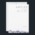 Conselho Cartão de Conselheiro para Casamento da Montanha d<br><div class="desc">Este cartão de conselho de casamento da Montanha de inverno é o que você tem procurado para completar seu simples casamento rústico. Projetado com uma aquarela cor rosa e azul pastel que se mistura lindamente em marinhos e realces esbranquiçados que capturam perfeitamente uma noite na natureza. É certo que juntará...</div>