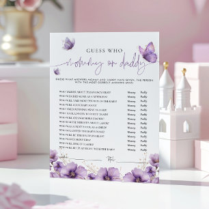 Conselho Cartão de Jogo Mamãe ou Papai Borboleta Roxa para 