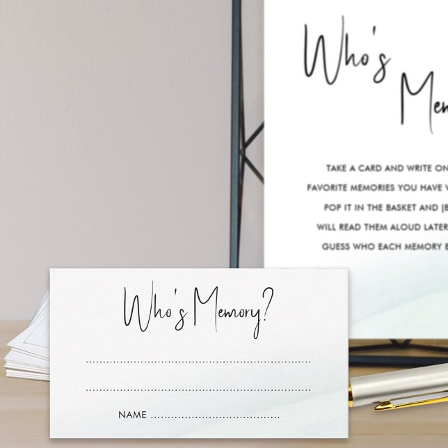 Conselho Cartão de Lava Verde para Jogo de Memória (Bridal shower answer cards for Who's Memory game. Matching game poster available printed or download)