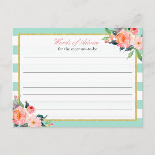 Conselho Cartão de Palavras de Conselhos em Verde Menta Flo