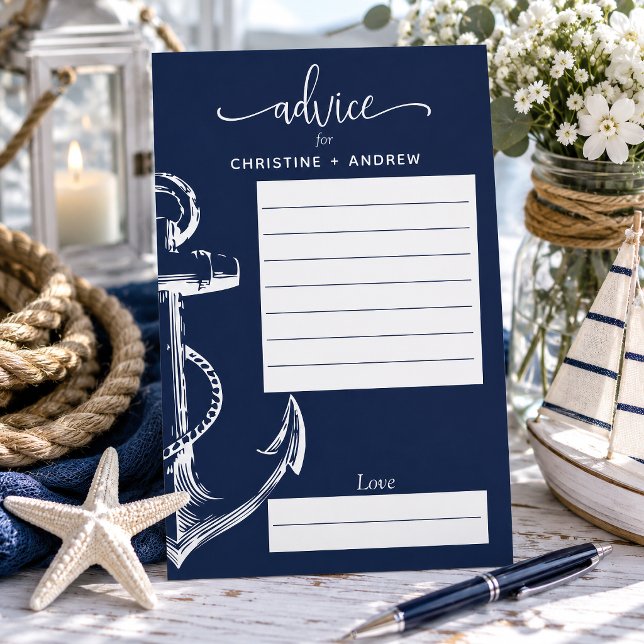 Conselho de Casamento Âncora Náutica Marinha (Allow your guests to fill out advice cards to give you some wisdom going into your marriage.
)