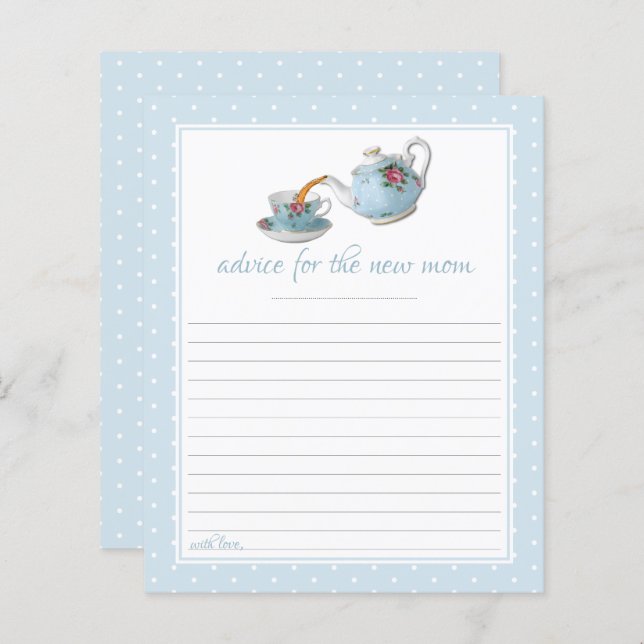 Conselho de Chá de fraldas do Tea Party Elegante (Frente/Verso)