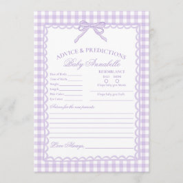 Conselho de Gingham Roxo Coquette para Cartão de B