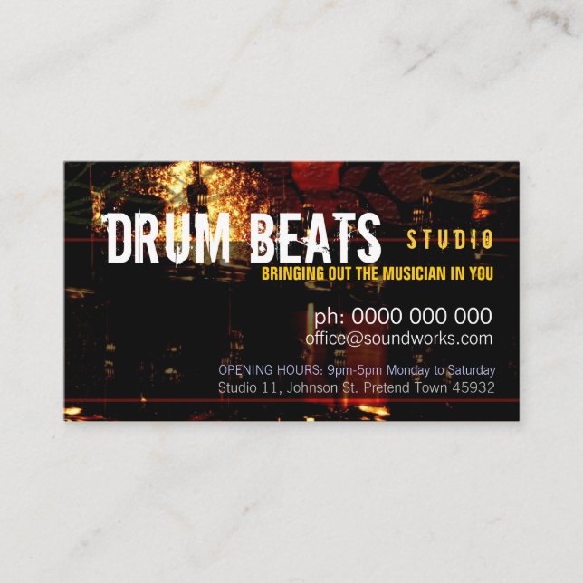 Conselho Drum Beats Music Cartão de visita (Frente)