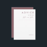 Conselho Dusty Boho | Cartão de conselheiro para casamento<br><div class="desc">Este Dusty Boho O cartão de conselho de casamento roxo é perfeito para o seu colorido casamento de feiticeiro. Sua design simples, única e moderna acompanhada por uma escrita minimalista contemporânea e uma paleta de cores roxas mauve dá a este produto um toque clássico de boemia chica. Mantenha-o como está...</div>