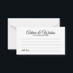 Conselho Guia de Casamento de Script Elegante e Cartão de D<br><div class="desc">Adicione um toque pessoal ao seu casamento com um conselho de casamento elegante e um cartão de desejos. Este cartão de conselho apresenta o título no estilo de fonte elegante e preto da caligrafia moderna e detalhes no estilo de fonte sans serif preto em fundo branco. Perfeito para casamento, chá...</div>