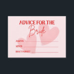 Conselho Noite Retro de Encontro e Conselhos para o Cartão<br><div class="desc">Traga um clima retrô divertido para a sua celebração com este cartão de Noite de Encontro e Conselhos para a Noiva rosa e vermelho. Um lado convida os convidados a compartilhar conselhos atenciosos para a noiva, enquanto o verso é perfeito para ideias criativas e divertidas de noite de encontro. Um...</div>