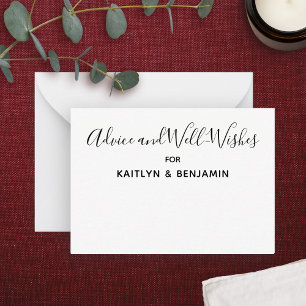 Conselho Simples Preto e Branco - Cartão de Desejo e Aconse