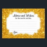 Conselhos de Casamento Sparkle Dourados e Cartões<br><div class="desc">Estes elegantes conselhos de casamento e cartões de desejos de ouro serão a adição perfeita à sua recepção de casamento. Este design apresenta um quadro de ouro cintilante com o texto "Conselhos e Desejos para o novo Sr. e Sra." numa combinação de fontes simples e caligraficas. O cartão tem espaço...</div>