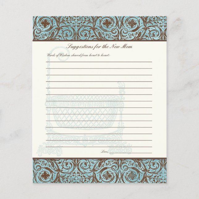 Conselhos de chá de fraldas para Nova Mãe - Damasc (Frente)