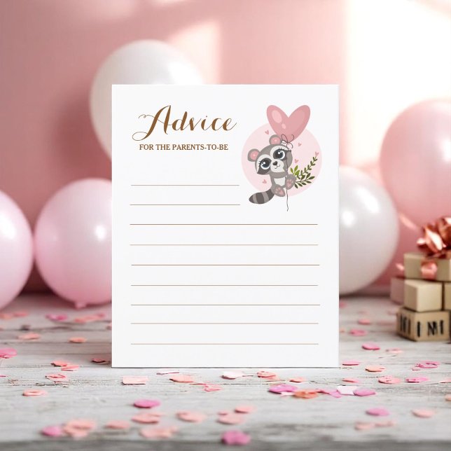 Conselhos De Jogo De Chá de fraldas De Raquinaria  (Cute Raccoon Baby Shower Game Advice For Parents)