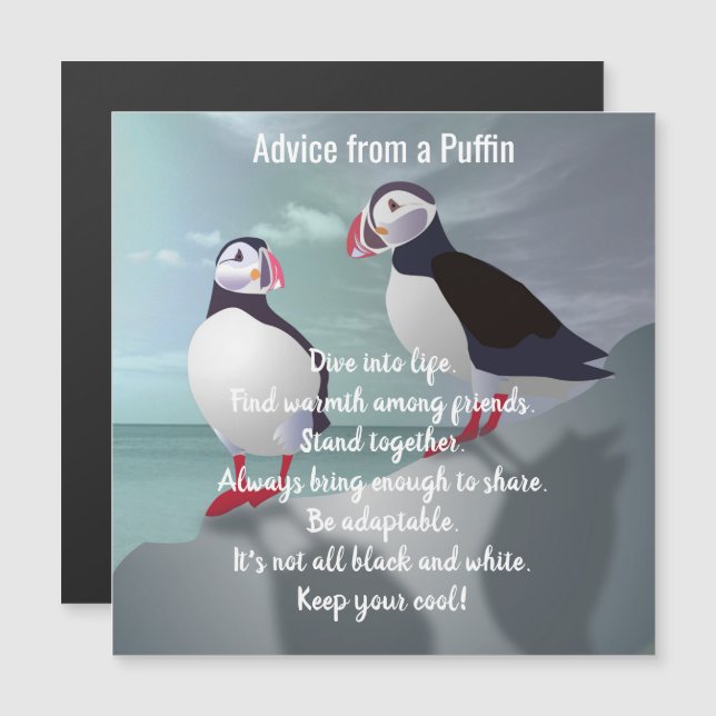 Conselhos de um Cartão Magnético Puffin Design (Frente/Verso)