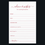 Conselhos e Desejos<br><div class="desc">Estas folhas simples, vermelhas e brancas, modernas, mínimas, escritas à mão, Advice & Wish são perfeitas para ter chá de panela, janto de ensaio ou convidados de casamento preenchidos para o casal feliz. As pessoas vão adorar ter as ordens - tornam tão fácil deixar palavras amáveis de conselhos e de...</div>