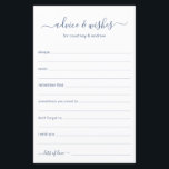 Conselhos e Desejos<br><div class="desc">Estas folhas simples, empoeiradas, azuis e brancas, modernas, mínimas, escritas à mão, Advice & Wish são perfeitas para ter chá de panela, janto de ensaio ou convidados de casamento a preencher para o casal feliz. As pessoas vão adorar ter as ordens - tornam tão fácil deixar palavras amáveis de conselhos...</div>