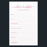 Conselhos e Desejos<br><div class="desc">Estas folhas simples, rosa cor-de-rosa e branca, modernas, mínimas, escritas à mão, Advice & Wish são perfeitas para ter chás de panela, janto de ensaio ou convidados de casamento a preencher para o casal feliz. As pessoas vão adorar ter as ordens - tornam tão fácil deixar palavras amáveis de conselhos...</div>